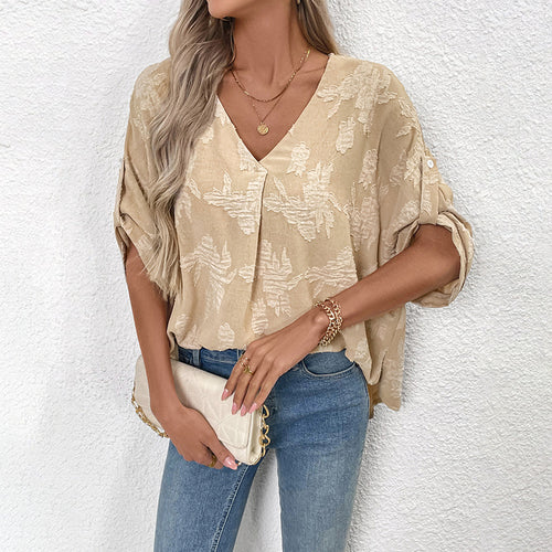Damen luftige Sommerbluse mit eleganten Schnürdetails und weitem Schnitt EB