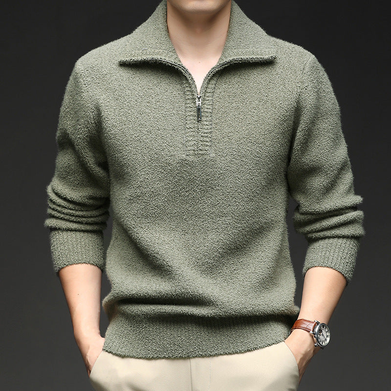Herren Pullover mit hohem Kragen und Reißverschluss EB