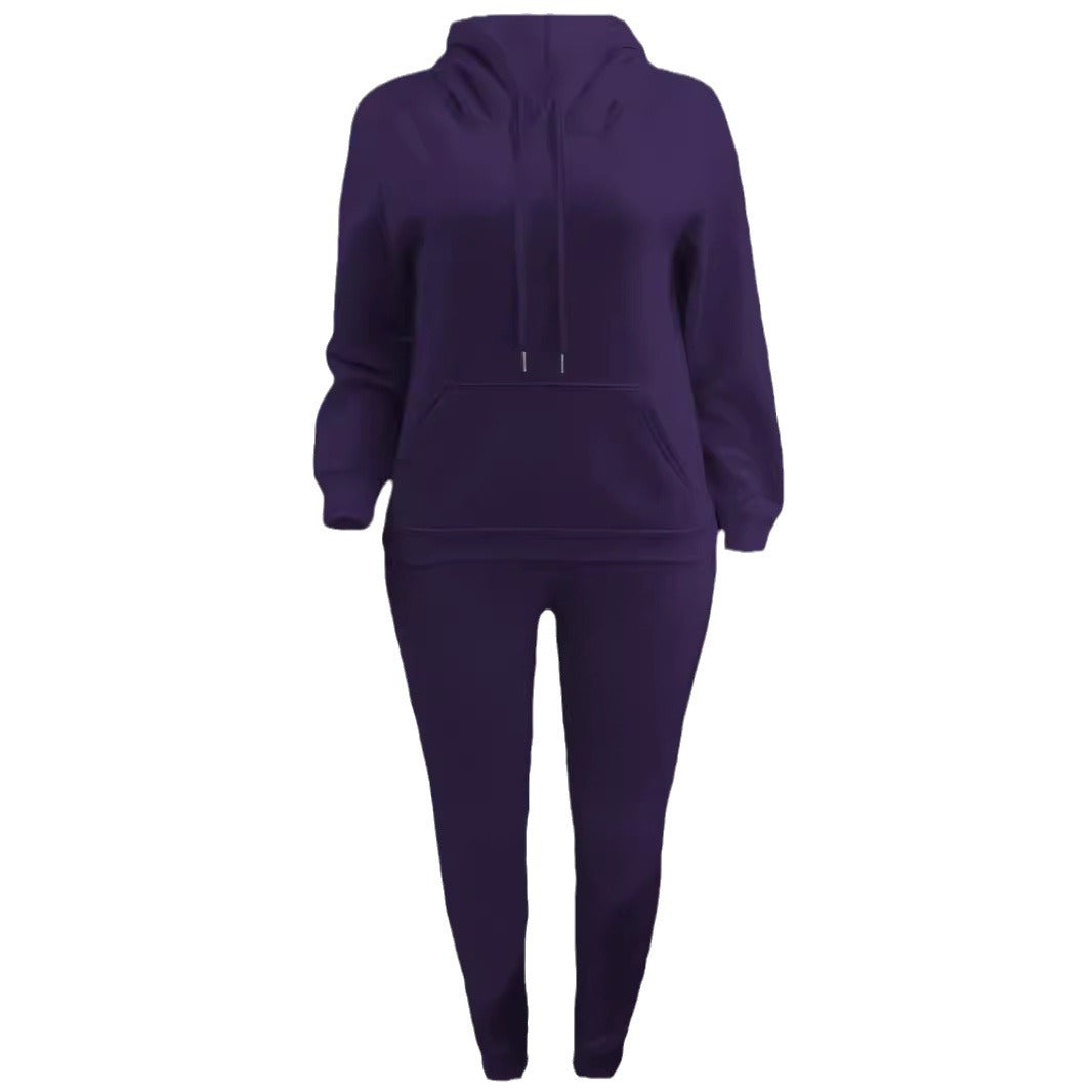 Damen nan kuscheliges Hoodie‑und Jogginghose Set mit hohem Kragen, Kängurutasche und tailliertem Bund EB