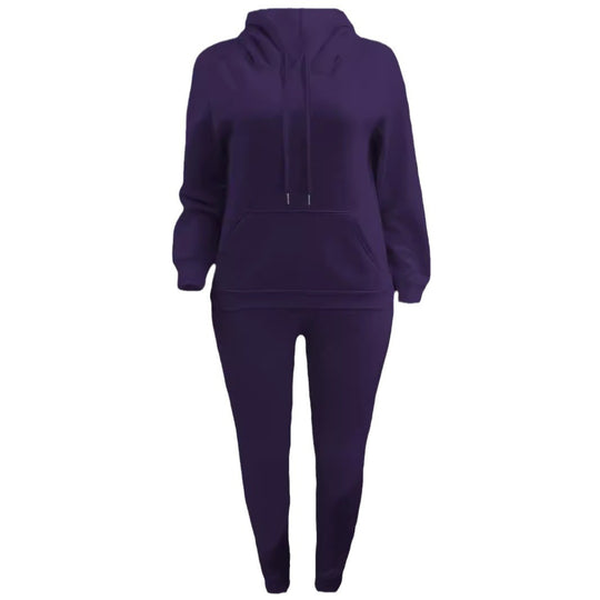 Damen nan kuscheliges Hoodie‑und Jogginghose Set mit hohem Kragen, Kängurutasche und tailliertem Bund EB