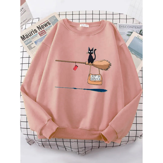 Damen Sweatshirt mit kreativem Katzenmotiv EB