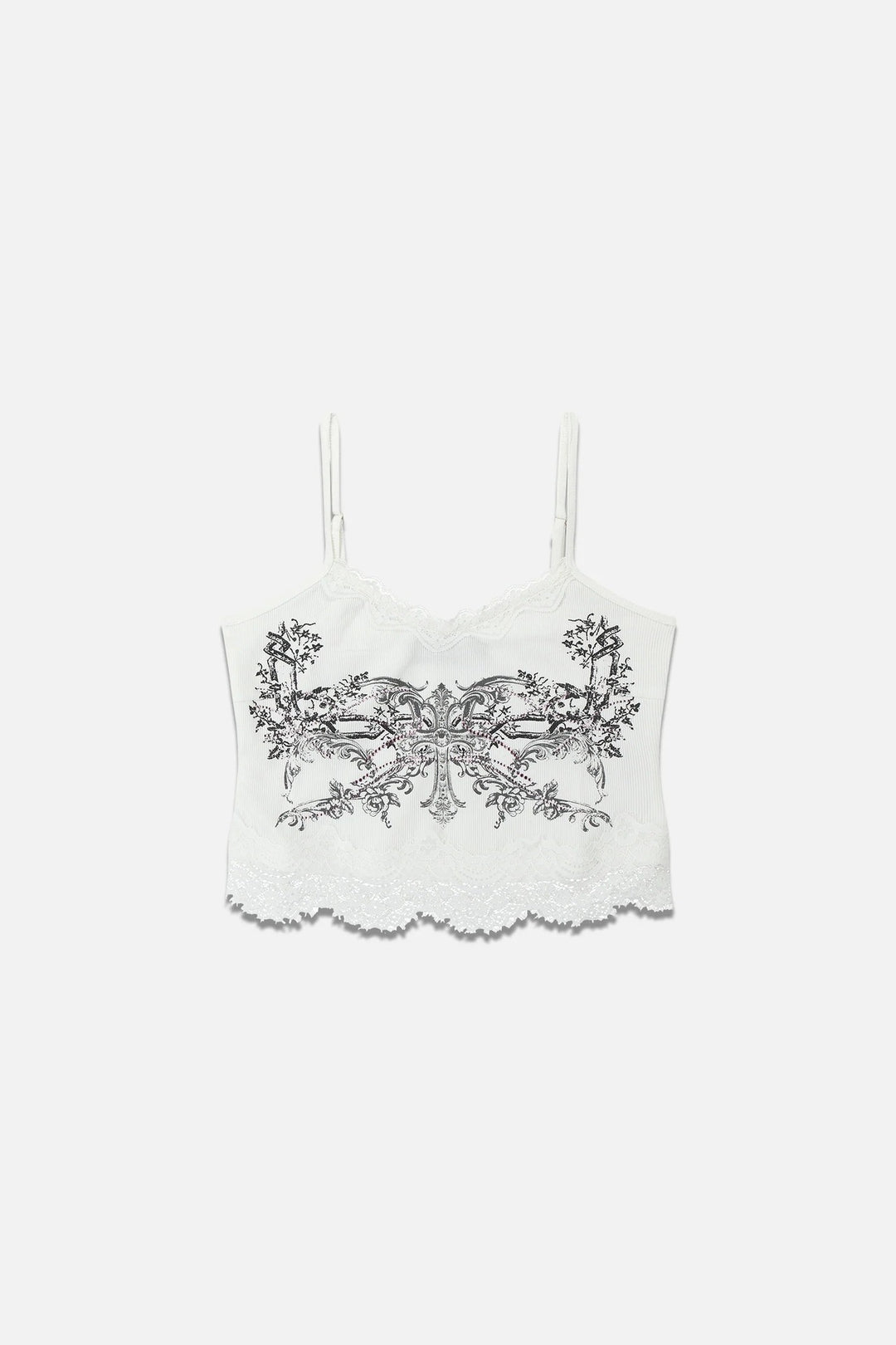 Damen Spitzencamisole mit floralem Druck EB
