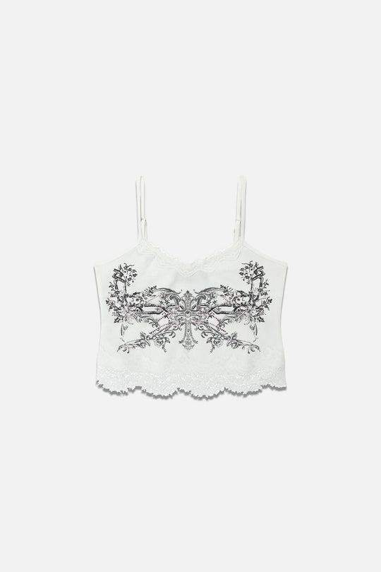 Damen Spitzencamisole mit floralem Druck EB