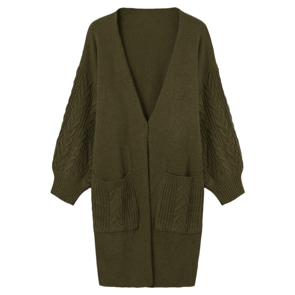 Damen Großer Strickcardigan mit voluminösen Ärmeln und praktischen Taschen EB
