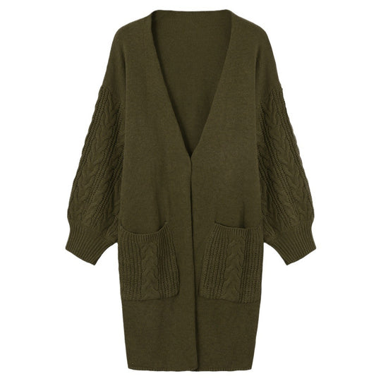 Damen Großer Strickcardigan mit voluminösen Ärmeln und praktischen Taschen EB