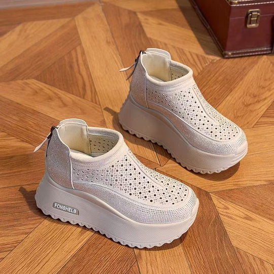 Damen Komfortable Plateau-Sneaker mit atmungsaktivem Obermaterial und modischem Design EB