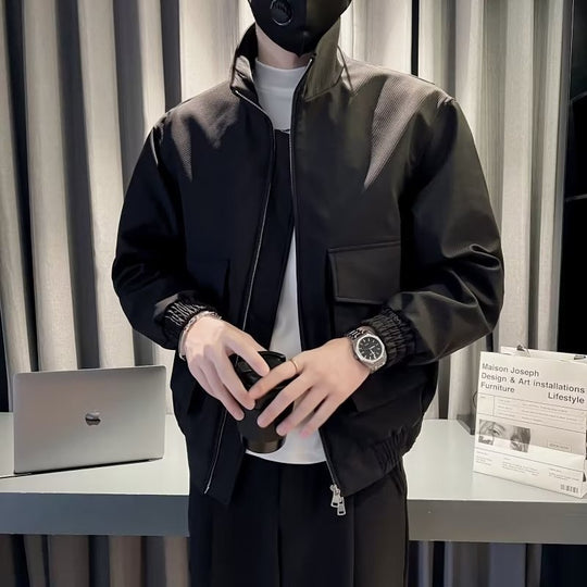 Herren modische Übergangsjacke mit praktischen Taschen und elastischen Bündchen EB