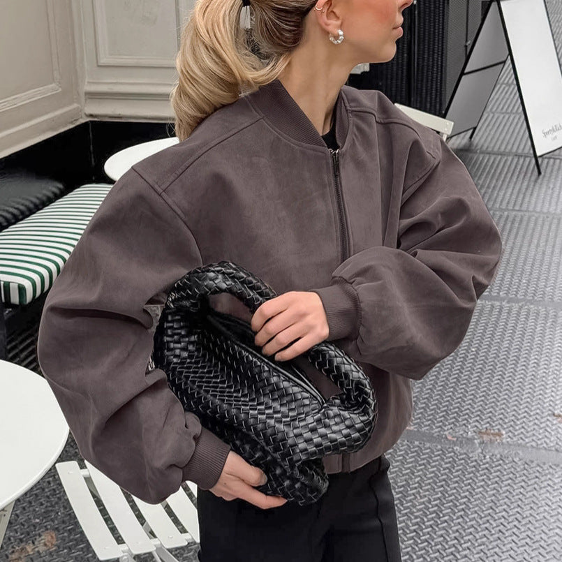 Damen Oversized Bomberjacke mit voluminösen Ärmeln und Stehkragen EB