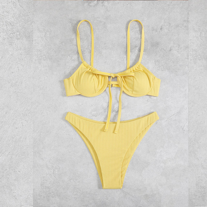 Damen Bikini-Set mit verstellbaren Trägern und raffiniertem Knoten EB
