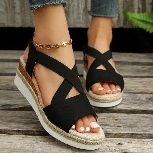 Damen Wedge-Sandalen mit geflochtenem Riemedesign EB