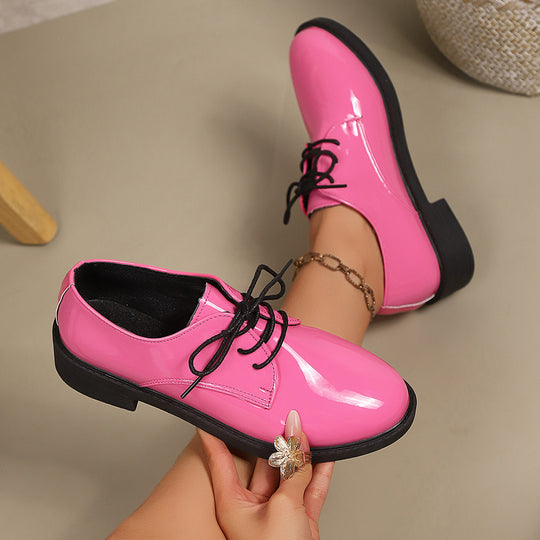 Damen klassische Schnürschuhe mit glänzender Oberfläche EB