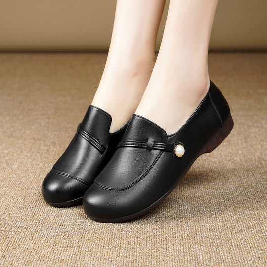 Damen Elegante Mokassins mit geschmackvollem Perlenschnalle EB
