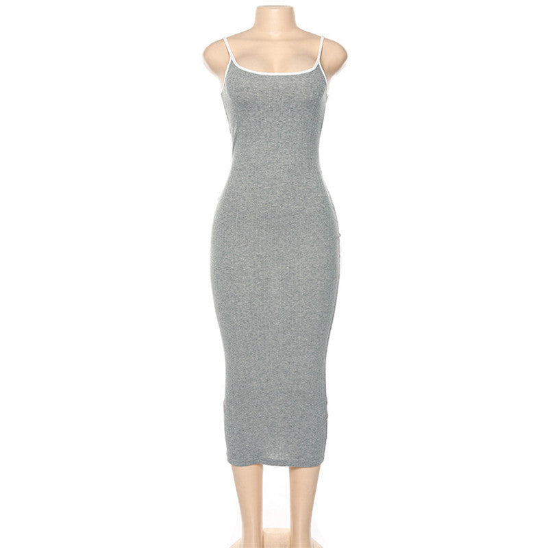 Damen Figurbetontes Maxikleid mit Spaghettiträgern und feinem Stretch EB