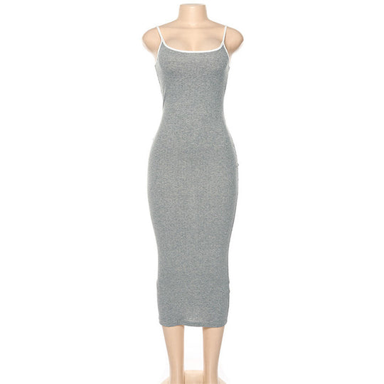 Damen Figurbetontes Maxikleid mit Spaghettiträgern und feinem Stretch EB