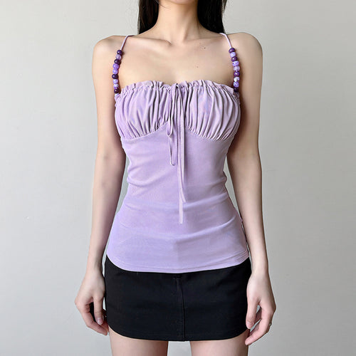 Damen lässiges Top mit raffiniertem Rüschendesign und dekorativen Trägerdetails EB