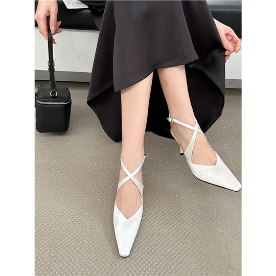 Damen spitze Slingback High Heels mit verstellbaren Riemen EB