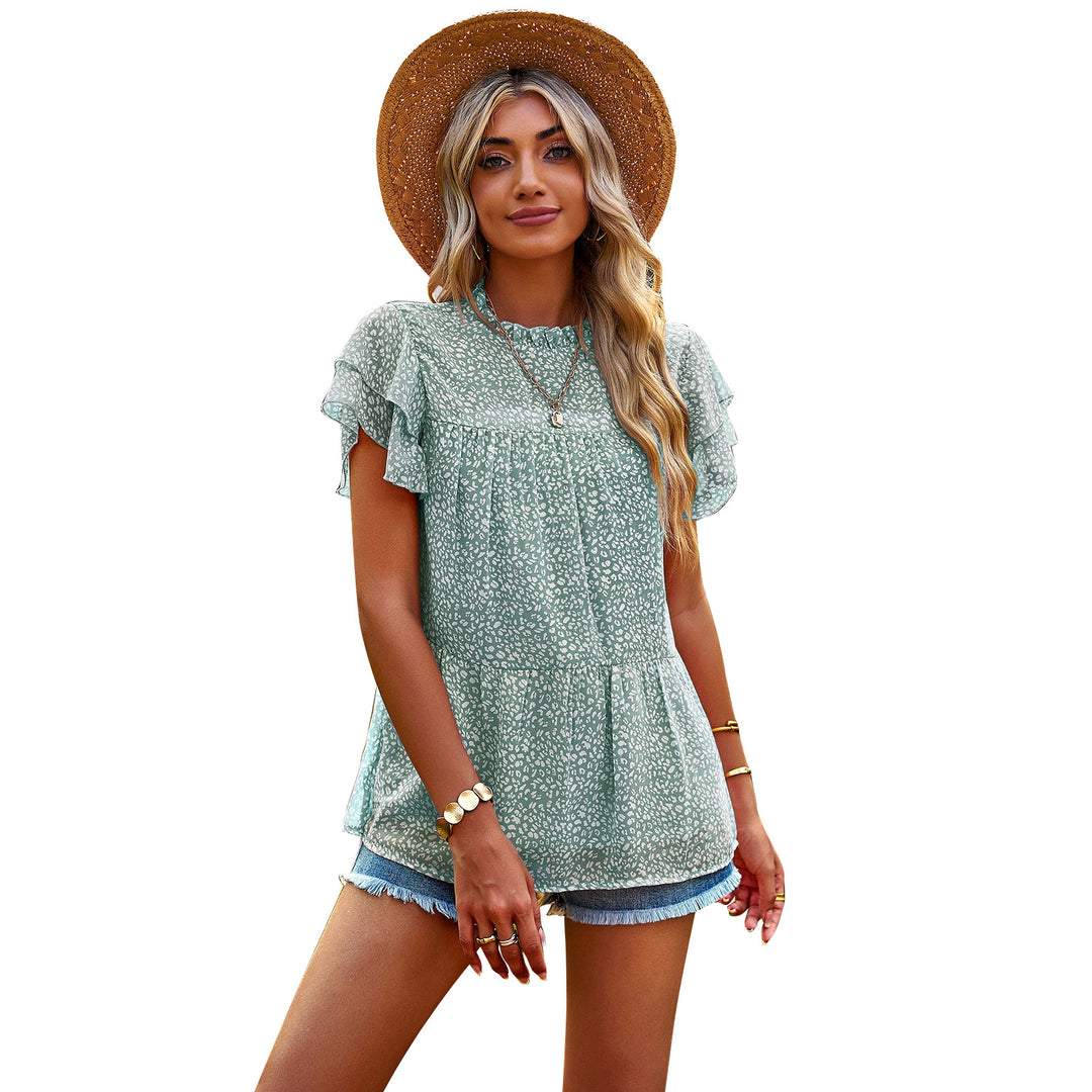 Damen Bluse mit Volantärmeln und frechem Muster EB