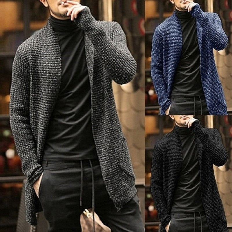 Herren Strickjacke mit offenem Design und strukturiertem Muster EB