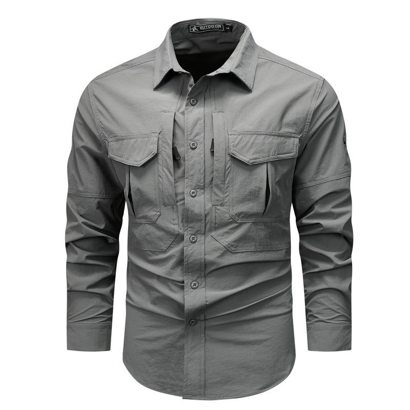 Herren nan strukturiertes Overshirt aus atmungsaktivem Ripstop mit zwei Klappbrusttaschen EB
