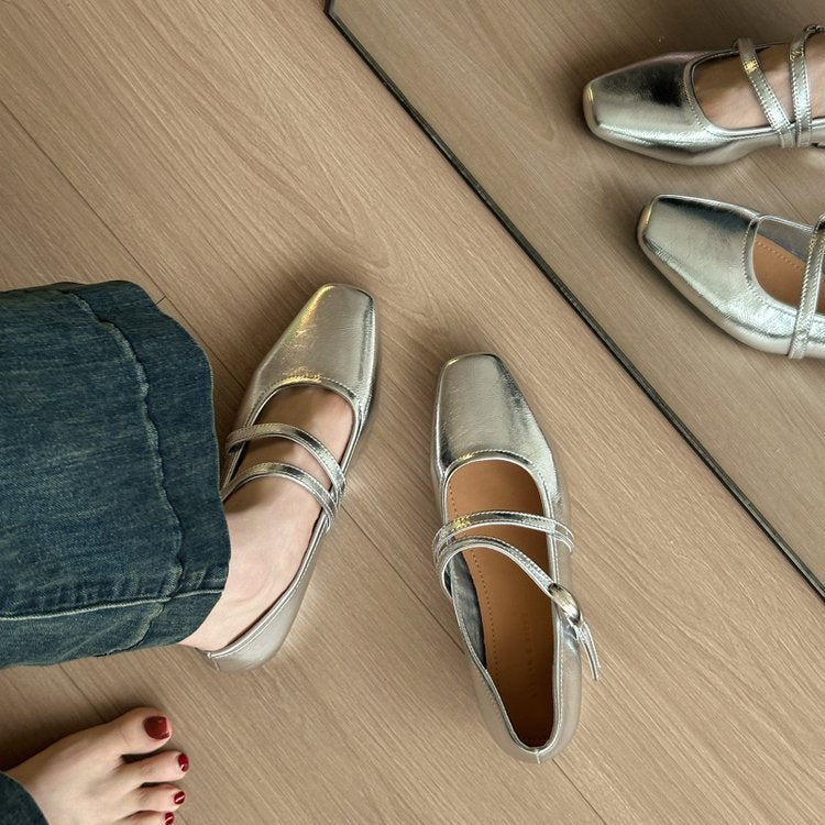Damen Ballerinas mit modischem Riemchen und eleganter Schnallenverzierung EB