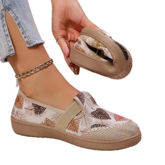 Damen Komfortable Slip-Ons mit floralem Muster EB
