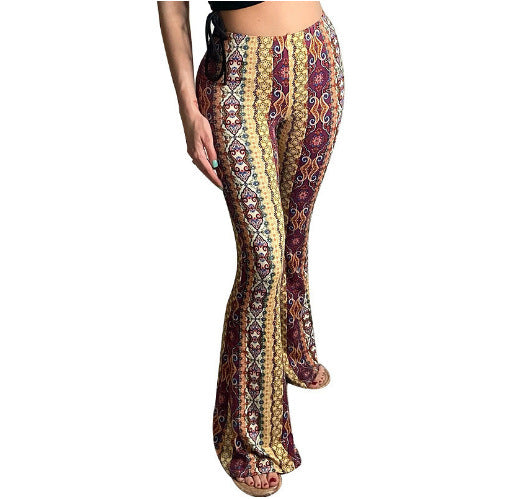 Damen nan ausgestellte Floral-Print Schlaghose mit hoher Taille EB