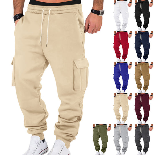 Herren nan Cargo-Jogginghose mit Kordelzug, seitlichen Taschen und elastischen Bündchen EB