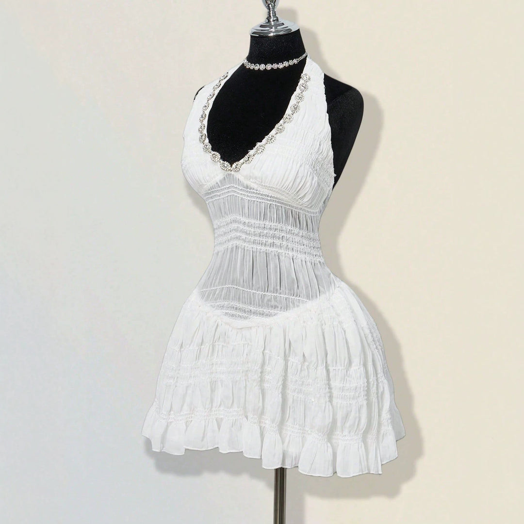 Damen Sommerliches Kleid im romantischen Vintage-Stil mit raffinierten Falten EB