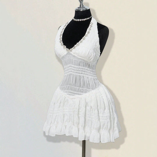 Damen Sommerliches Kleid im romantischen Vintage-Stil mit raffinierten Falten EB