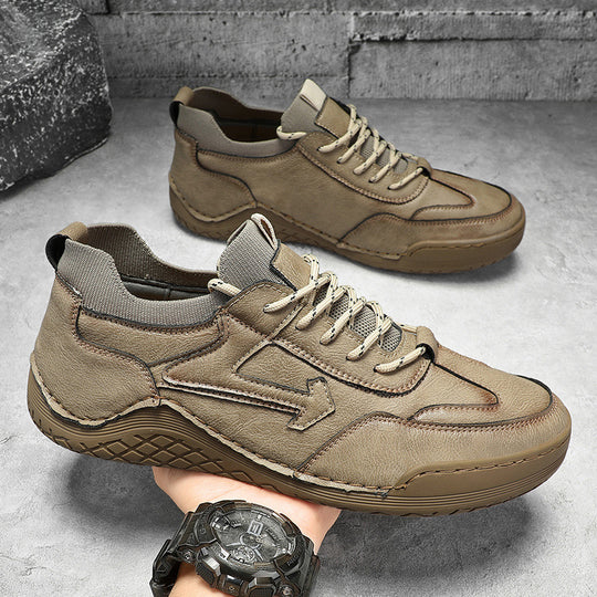 Herren Sportliche Leder Sneakers mit atmungsaktiver Sohle EB