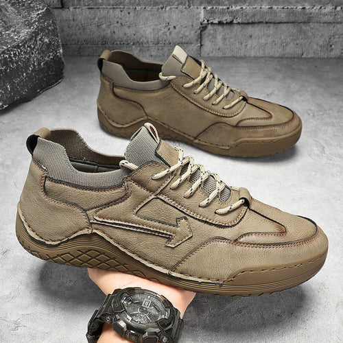 Herren Sportliche Leder Sneakers mit atmungsaktiver Sohle EB