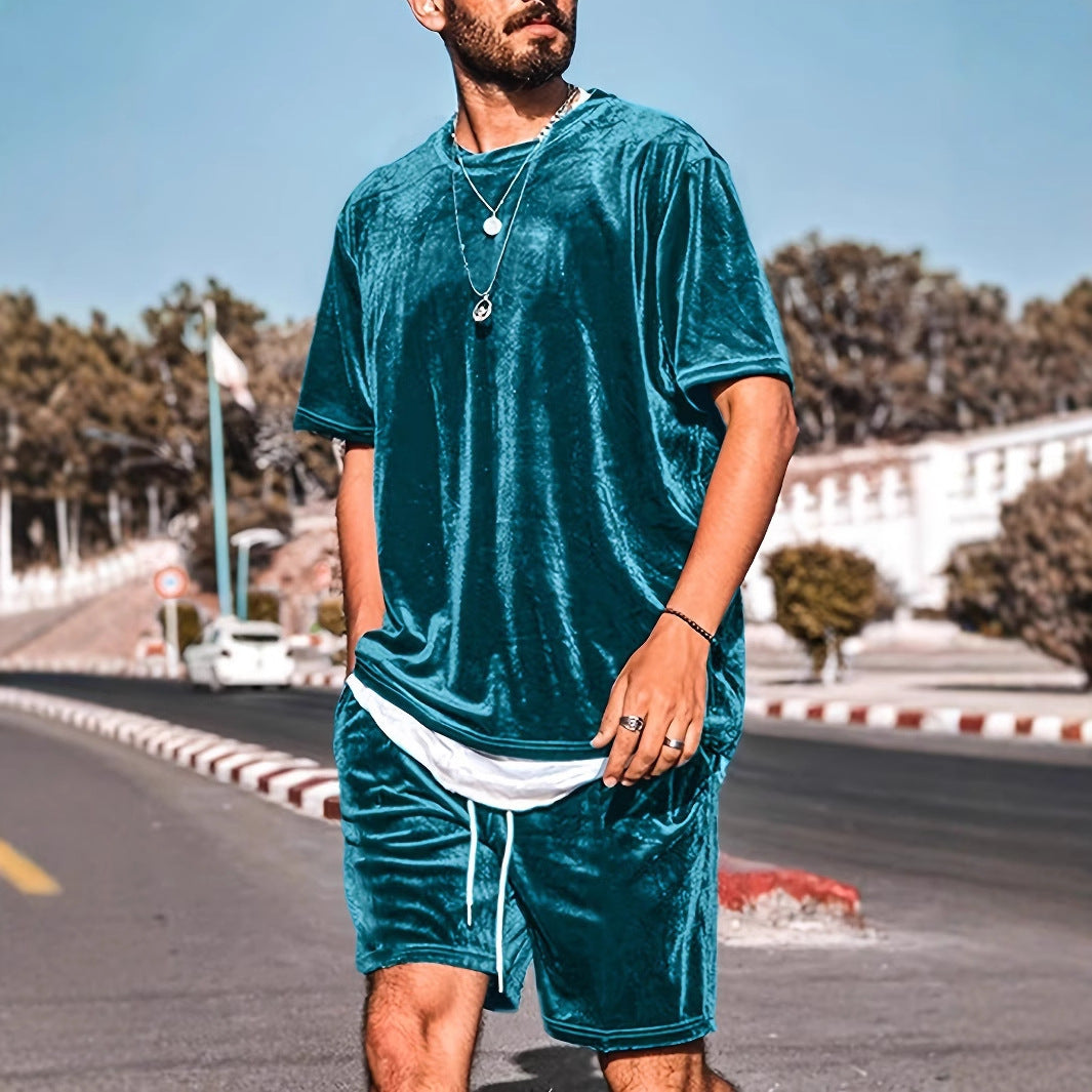 Herren Lässiges Velours Freizeit-Set mit stylischem Schnitt EB