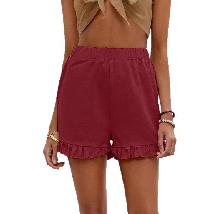 Damen Shorts mit Rüschendetails und Elastischem Bund EB