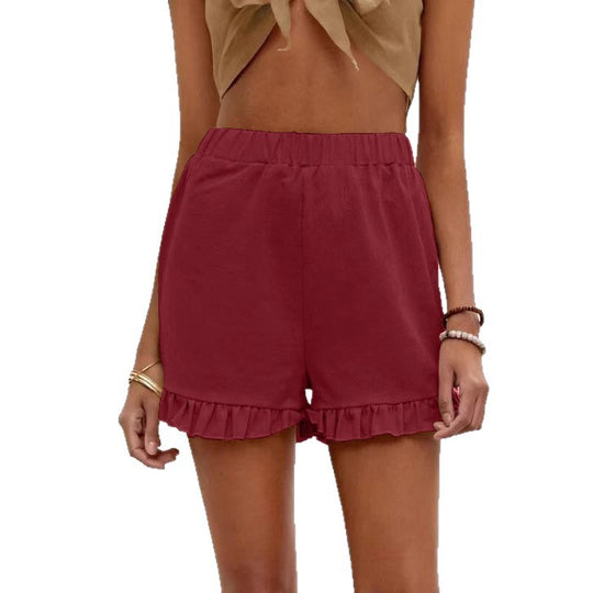 Damen Shorts mit Rüschendetails und Elastischem Bund EB
