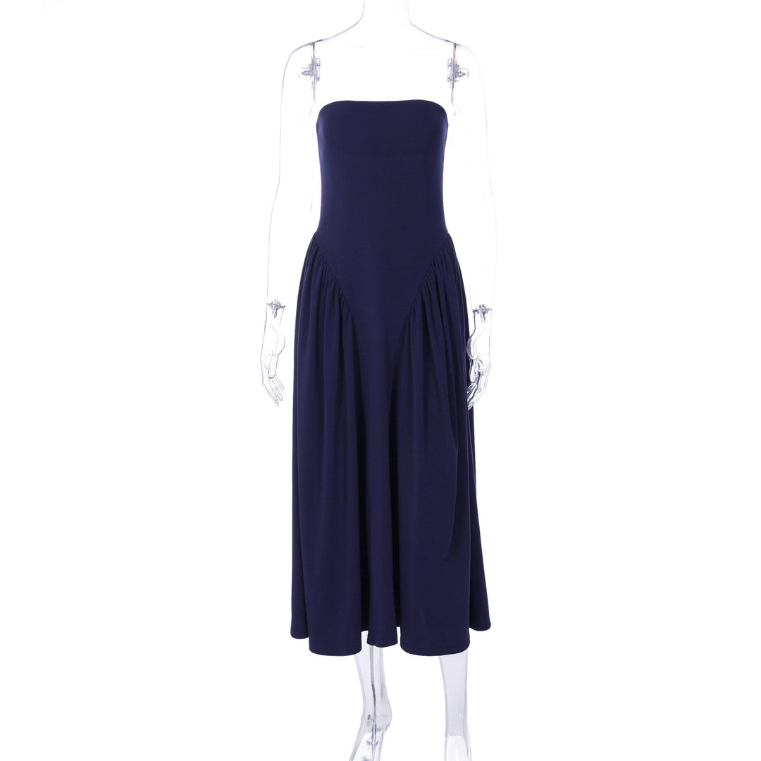 Damen Maxikleid mit schulterfreiem Design und fließendem Schnitt EB