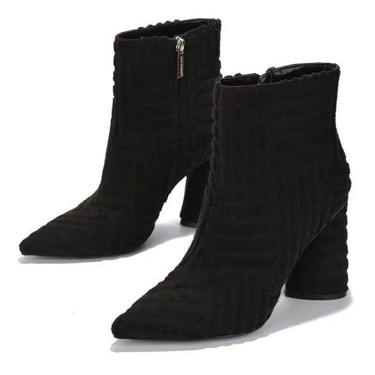 Damen Elegante Stiefeletten mit strukturiertem Obermaterial und praktischem Reißverschluss EB