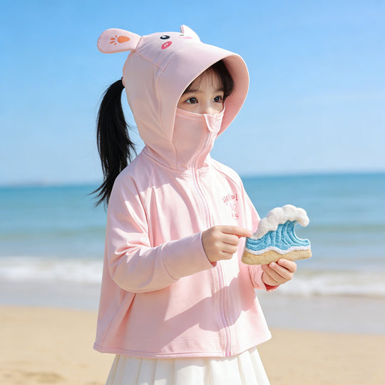 Unisex nan leichte UV-Schutz Sonnenjacke mit Kapuze und Daumenloch für Kinder  EB