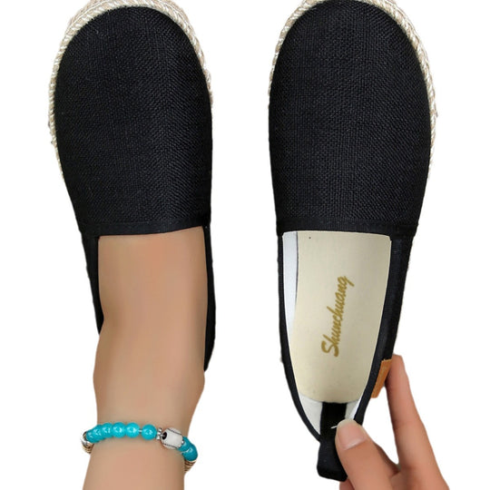 Damen bequeme Slip-Ons mit jute Details EB