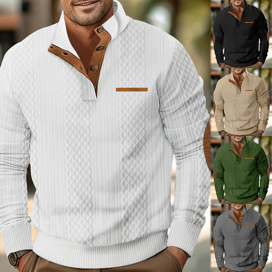 Herren Strickpullover mit modernem Kragen und strukturierter Oberfläche EB
