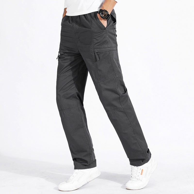 Damen lockere Cargo-Hose mit elastischem Bund, Mehrfachtaschen und Knieabnähern EB