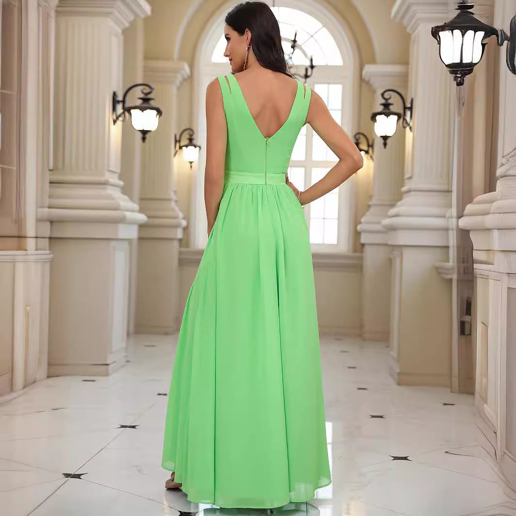 Damen Hüftfreies Maxikleid mit schicker Cut-Out-Ausschnitt und hohem Schlitz EB