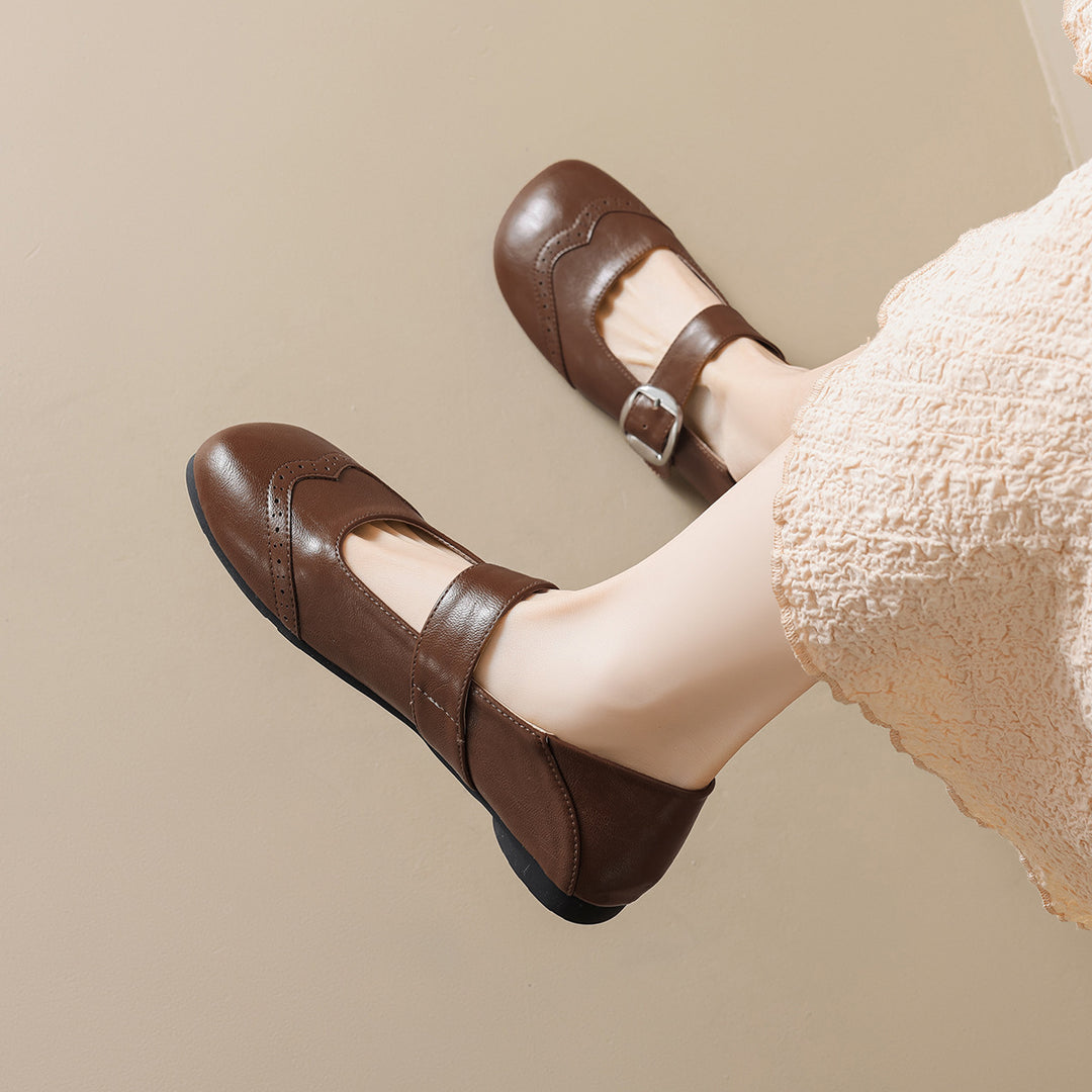 Damen Ballerinas mit verstellbarem Riemen und eleganter Schnalle EB
