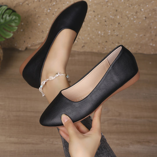 Damen Ballerinas aus weichem Leder mit elegantem Schalen-Ausschnitt EB