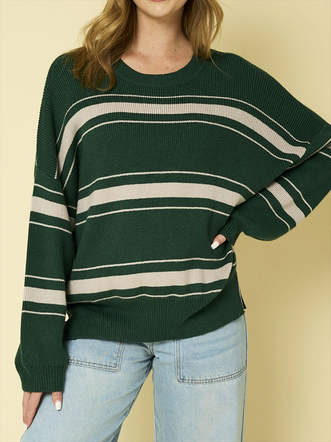 Damen lässiger Pullover mit modernen Streifen EB