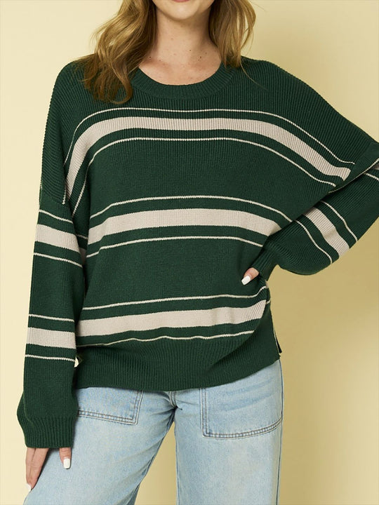 Damen lässiger Pullover mit modernen Streifen EB