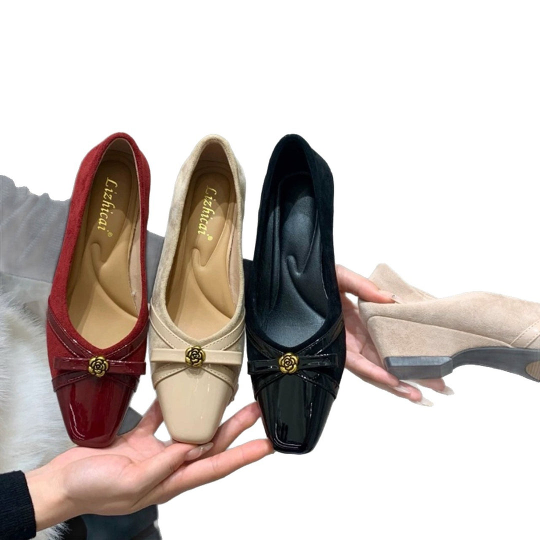 Damen Elegant geschnürte Ballerinas mit dekorativer Schleifenverzierung EB