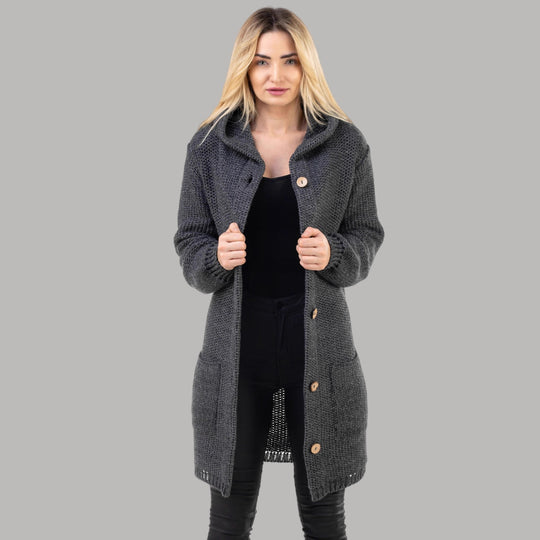 Damen Strickmantel mit hochwertigem Material und praktischen Taschen EB