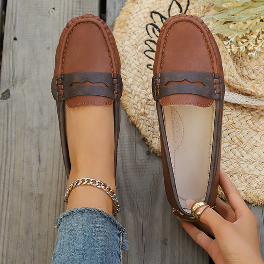 Damen  klassische Penny-Loafer aus weichem Kunstleder mit gesteppter Rahmennaht und gepolsterter Komfortinnensohle EB