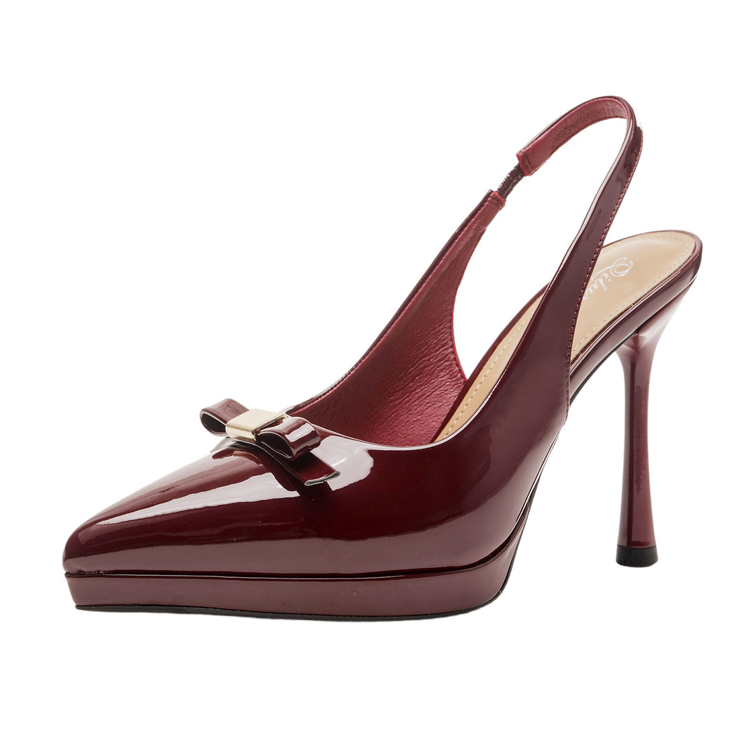 Damen Slingback-High-Heels mit glänzender Oberfläche und eleganter Schnalle EB