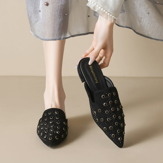 Damen modische Mules mit funkelnden Verzierungen EB